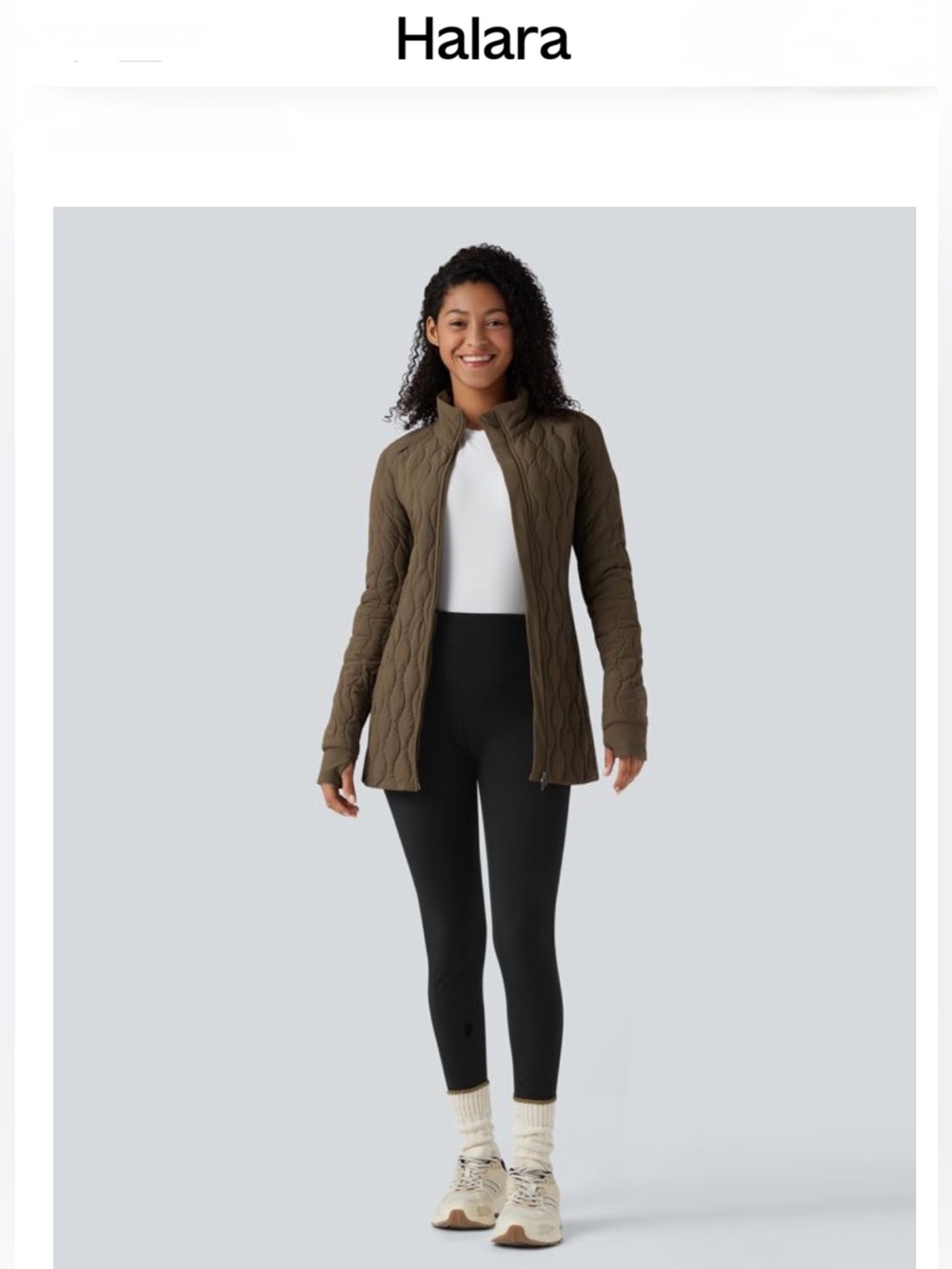 NWT [Halara] PuffFlex Long Sleeve Thumb Hole Quilted Jacket Brown Women’s L